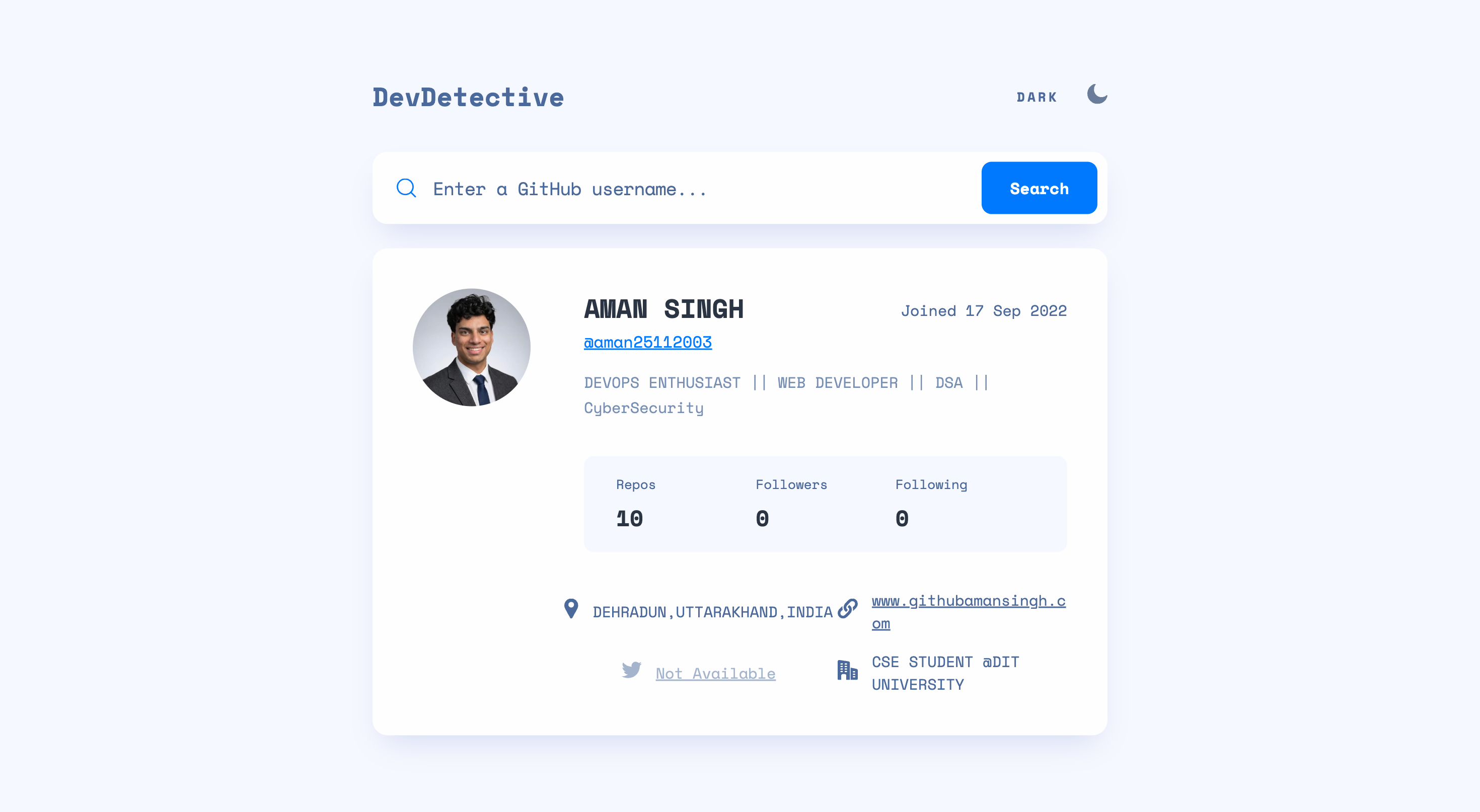 Portfolio Website Screenshot